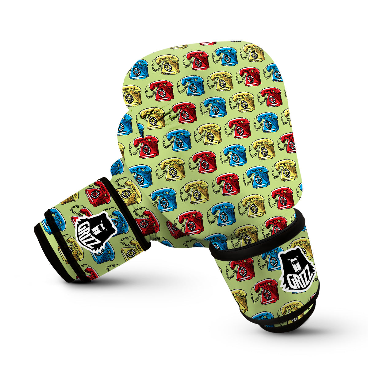 Telephone Hand Drawn Colorful Print Pattern Boxing Gloves-grizzshop