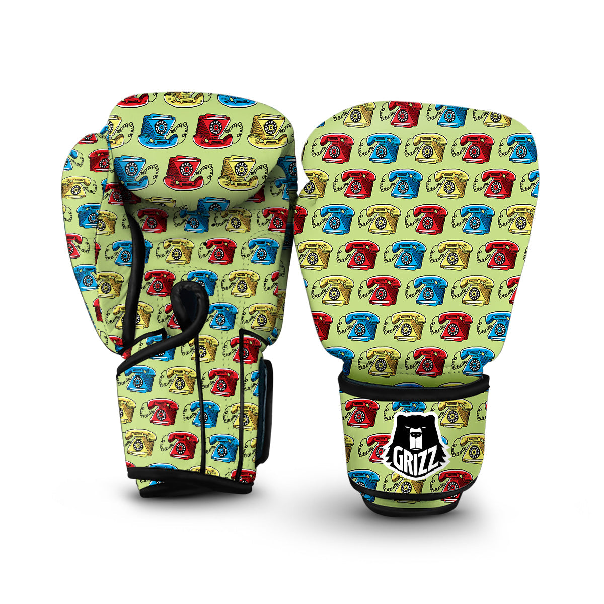 Telephone Hand Drawn Colorful Print Pattern Boxing Gloves-grizzshop