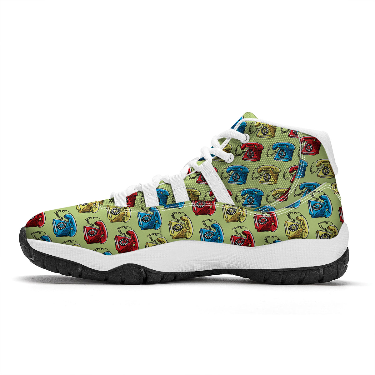 Telephone Hand Drawn Colorful Print Pattern White Bball Shoes-grizzshop