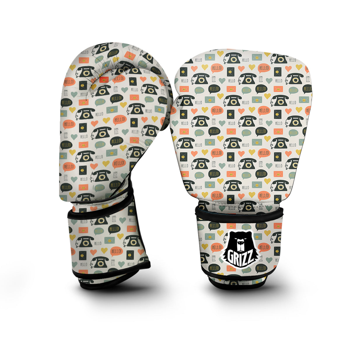 Telephone Hello Print Pattern Boxing Gloves-grizzshop