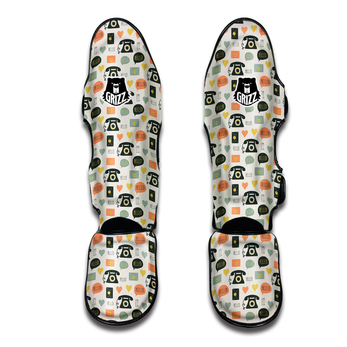 Telephone Hello Print Pattern Muay Thai Shin Guards-grizzshop