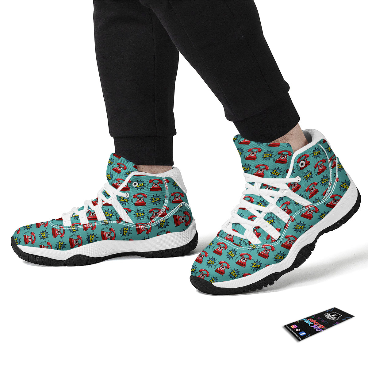 Telephone Is Calling Print Pattern White Bball Shoes-grizzshop