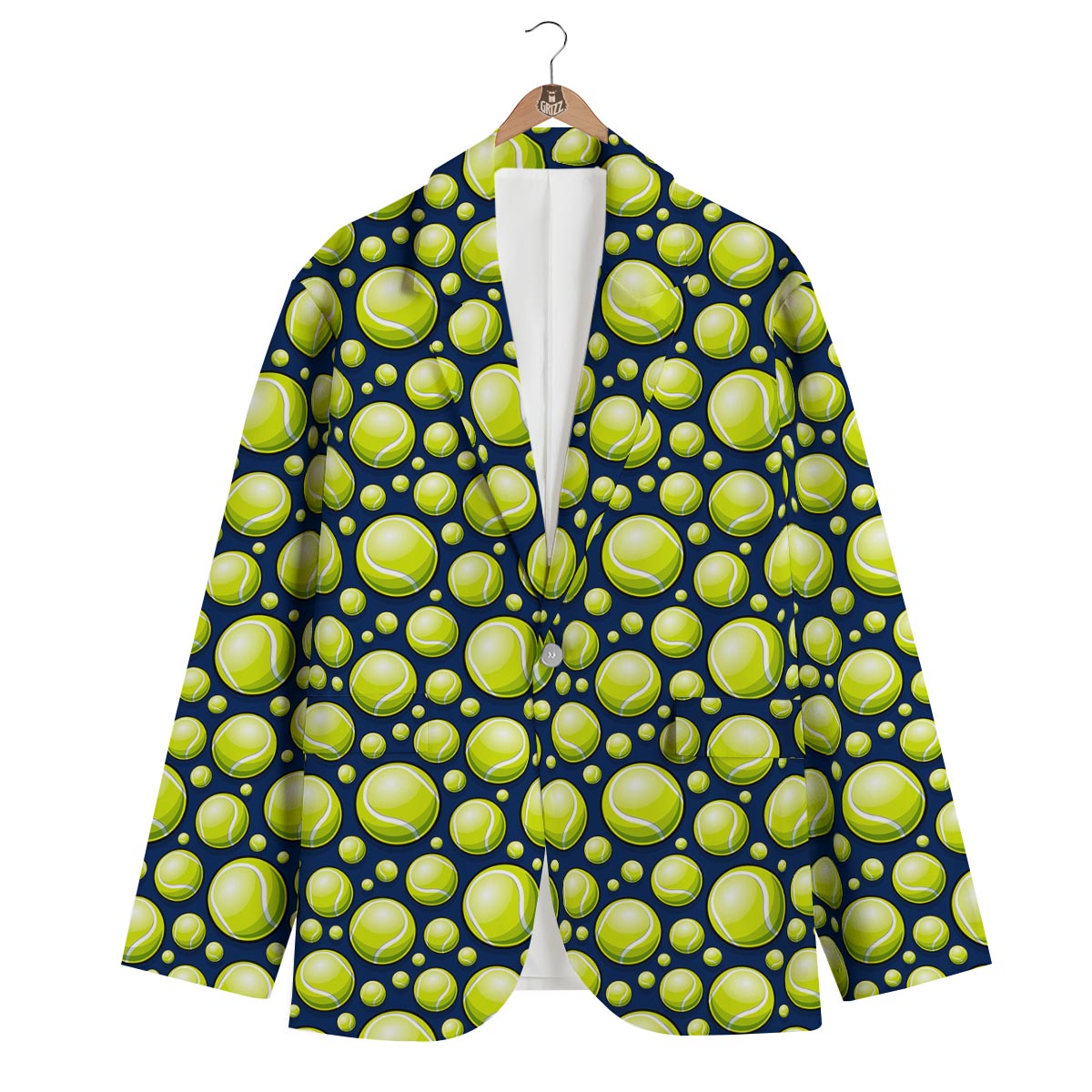 Tennis Ball Pattern Print Men's Blazer-grizzshop
