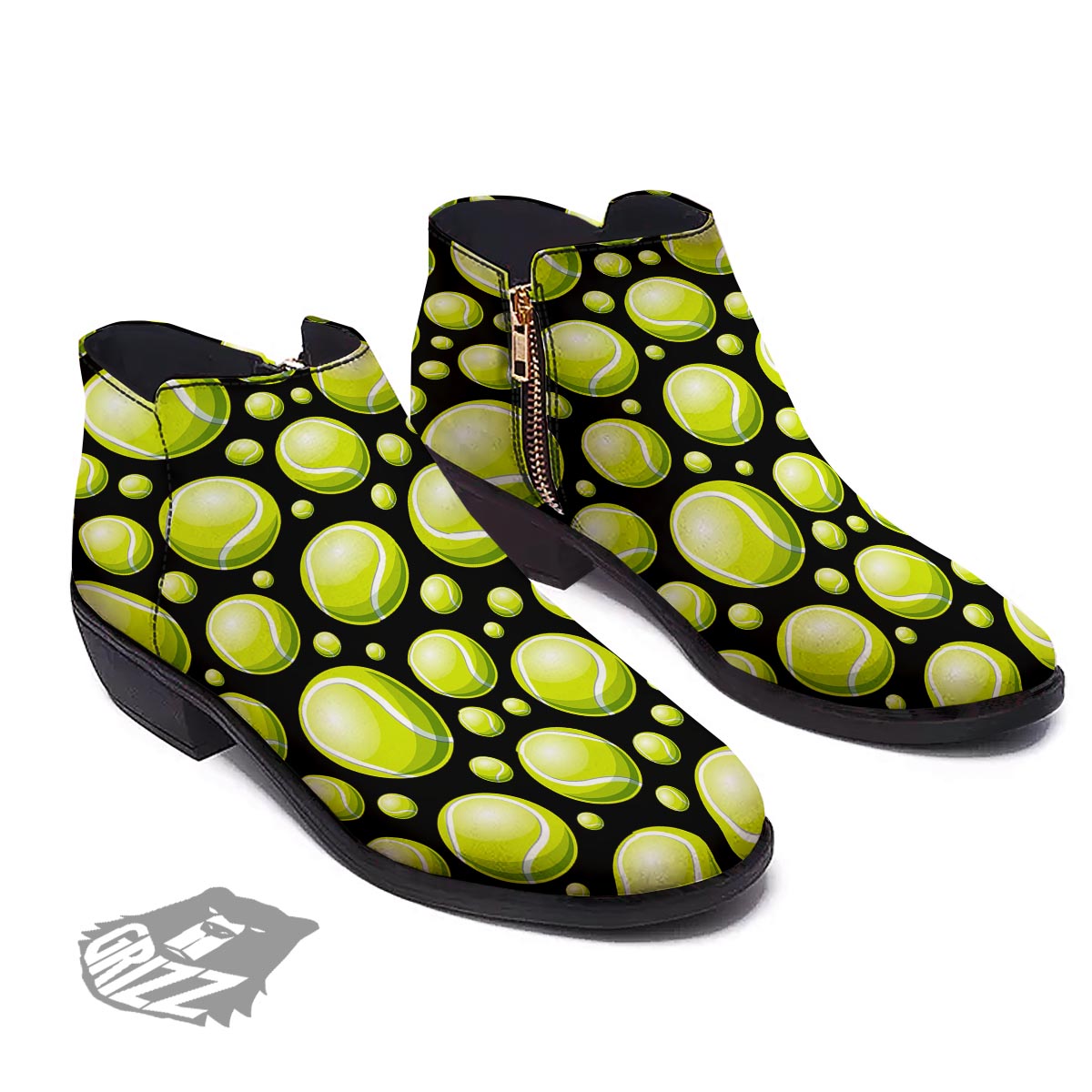 Tennis Balls Print Pattern Ankle Boots-grizzshop