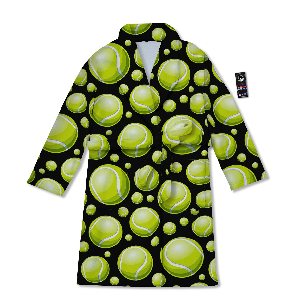 Tennis Balls Print Pattern Bathrobe-grizzshop