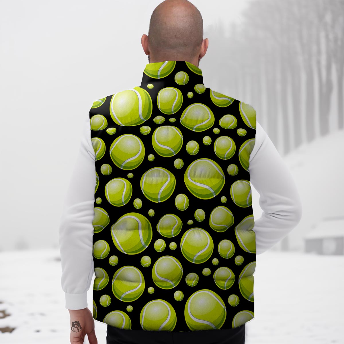 Tennis Balls Print Pattern Down Vest