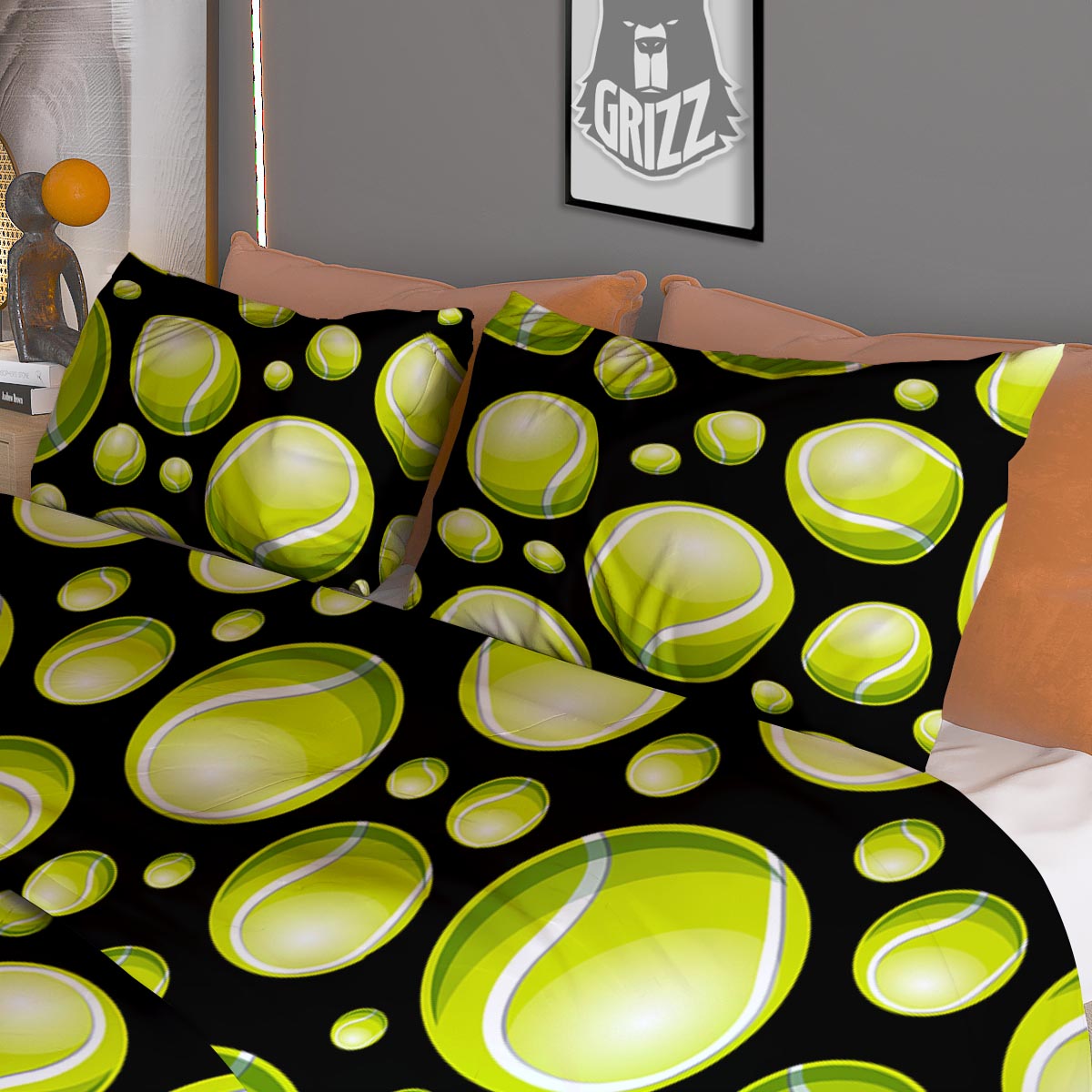 Tennis Balls Print Pattern Duvet Cover Bedding Set