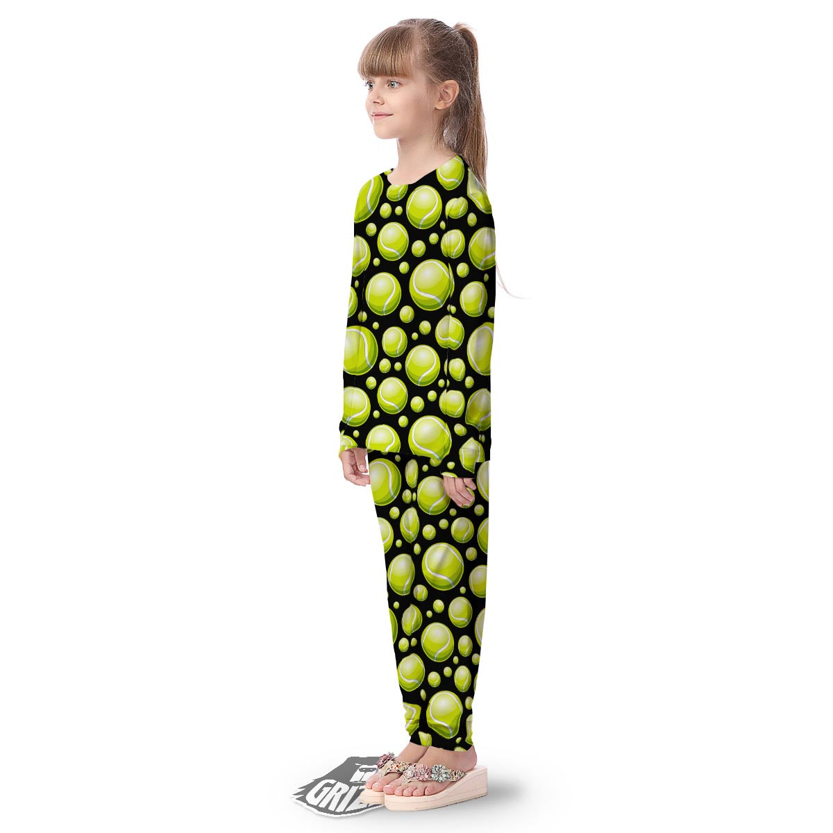 Tennis Balls Print Pattern Kid's Pajamas-grizzshop