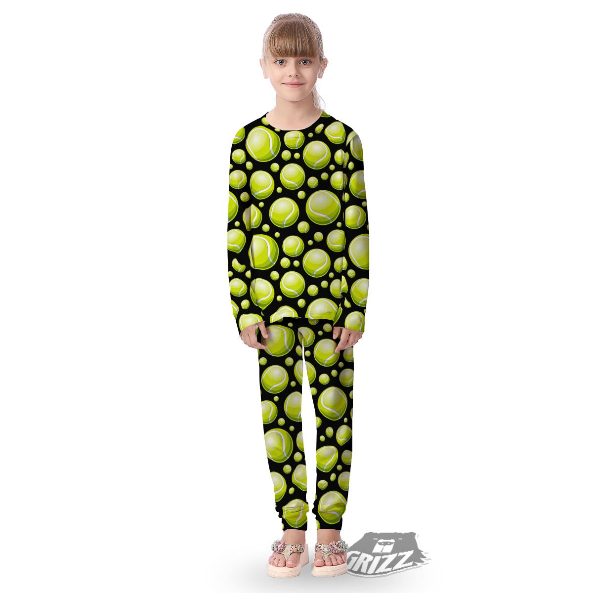 Tennis Balls Print Pattern Kid's Pajamas-grizzshop