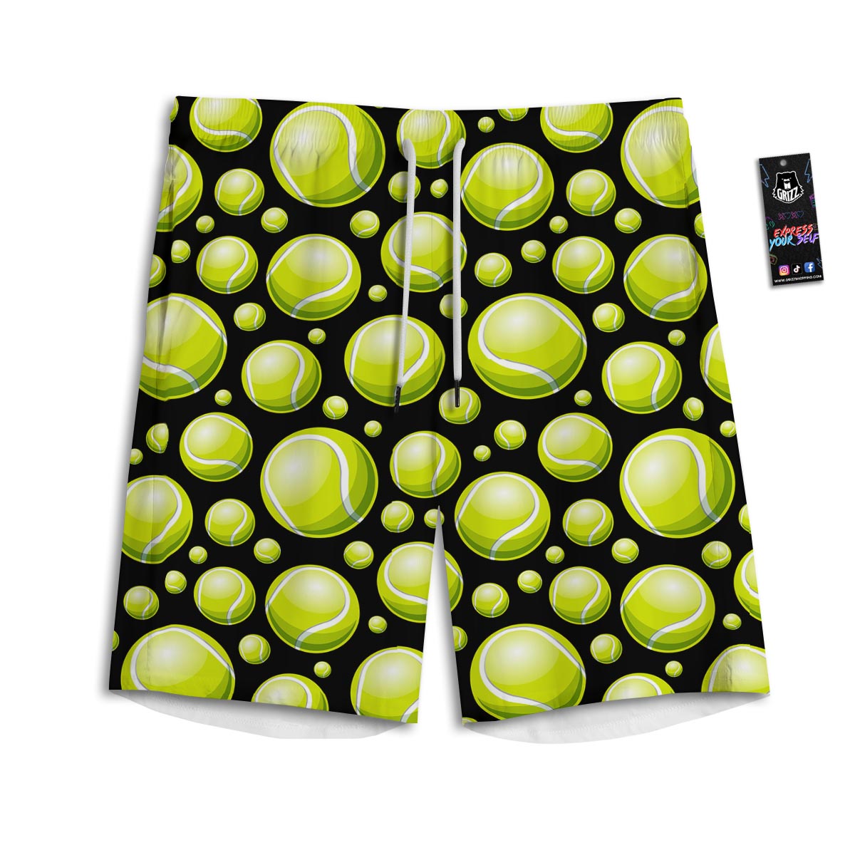 Tennis Balls Print Pattern Men's Athletic Shorts