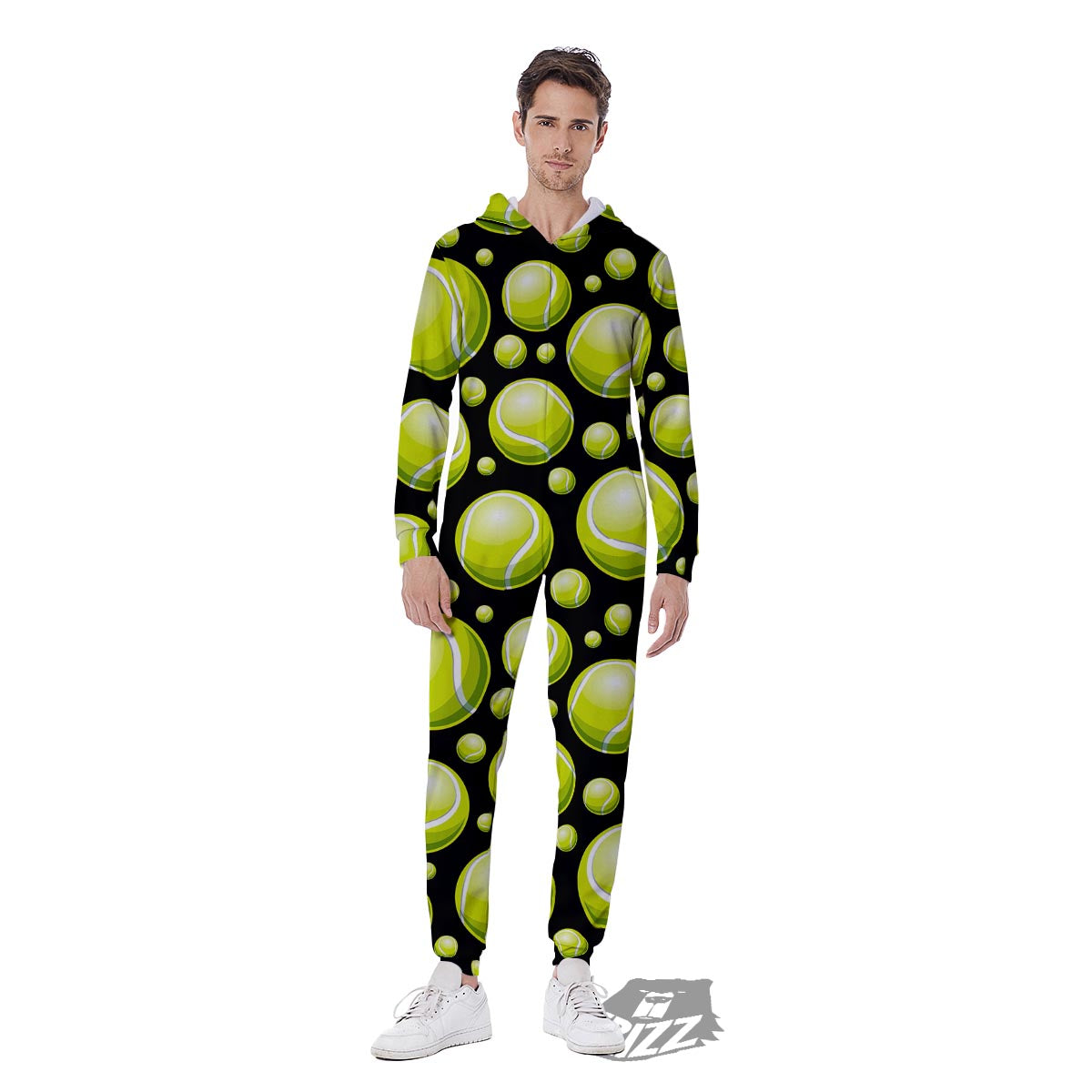 Tennis Balls Print Pattern Men's Jumpsuit-grizzshop