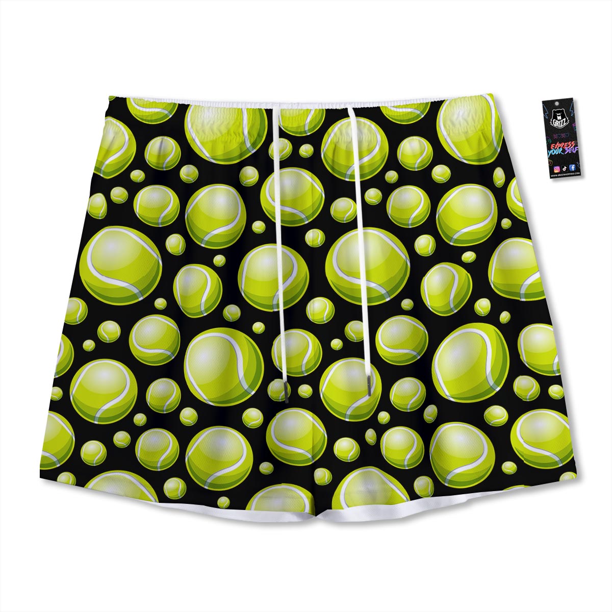 Tennis Balls Print Pattern Mesh Shorts