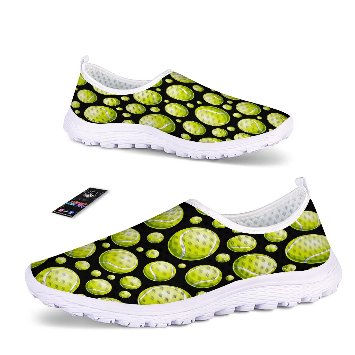 Tennis Balls Print Pattern Nurse Shoes-grizzshop
