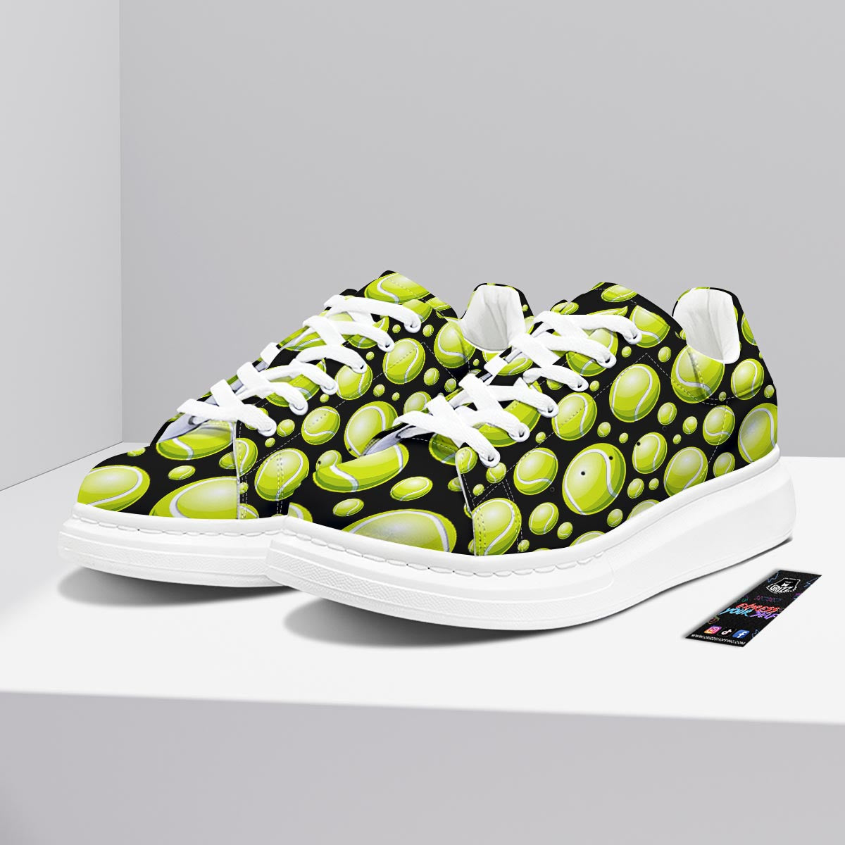 Tennis Balls Print Pattern Platform Shoes-grizzshop