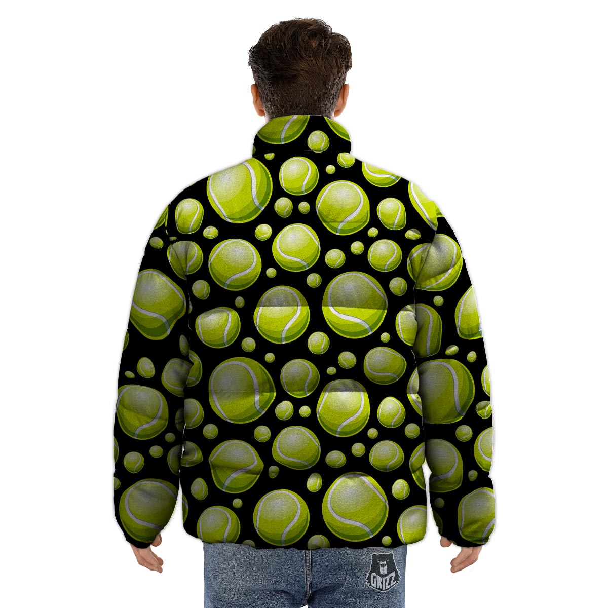 Tennis Balls Print Pattern Puffer Jacket-grizzshop