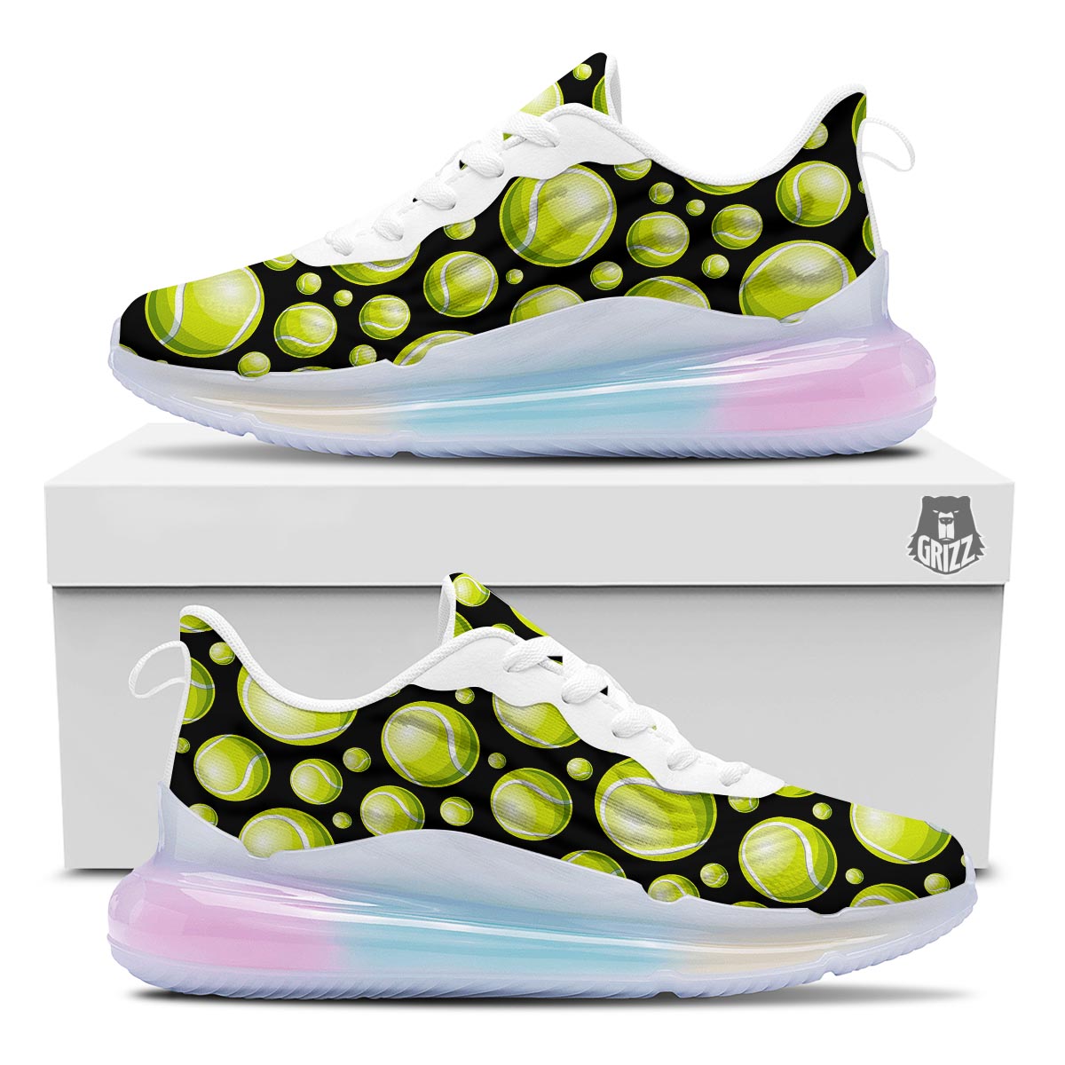 Tennis Balls Print Pattern Running Sneakers-grizzshop