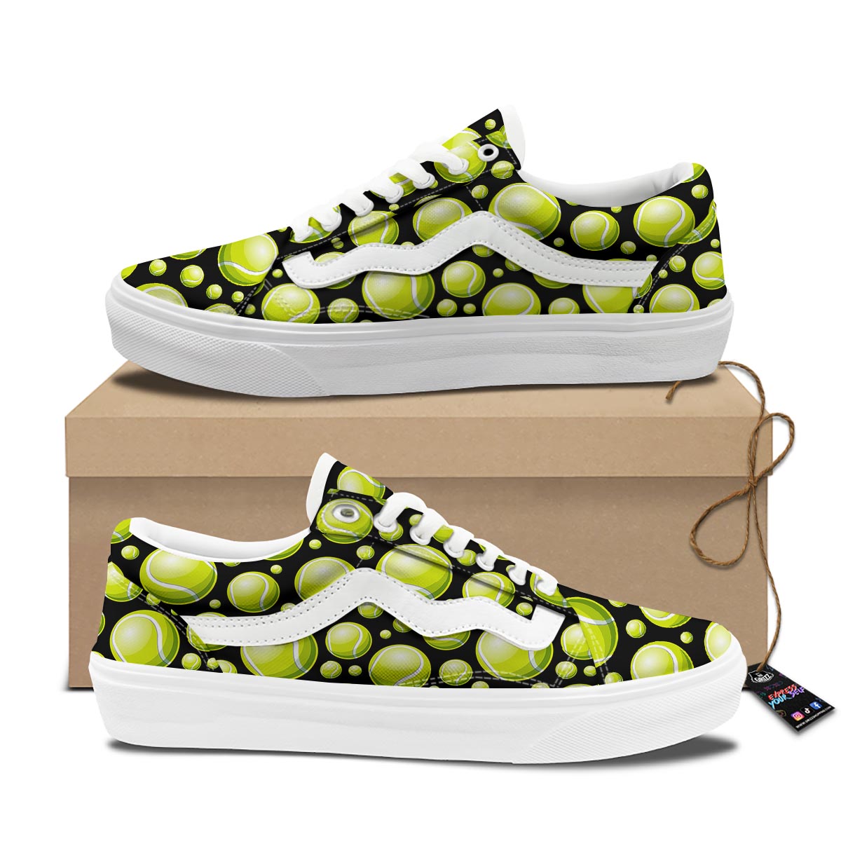 Tennis Balls Print Pattern Skate Shoes-grizzshop