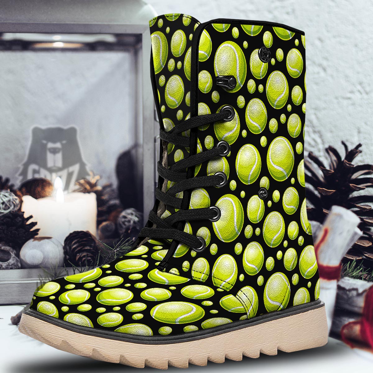 Tennis Balls Print Pattern Snow Boots-grizzshop