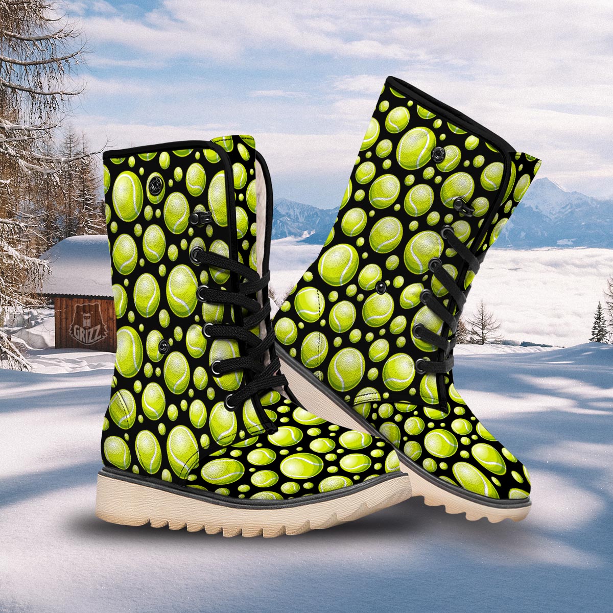 Tennis Balls Print Pattern Snow Boots-grizzshop