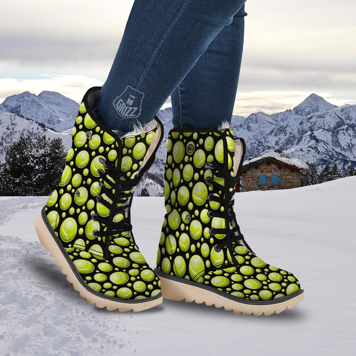 Tennis Balls Print Pattern Snow Boots-grizzshop