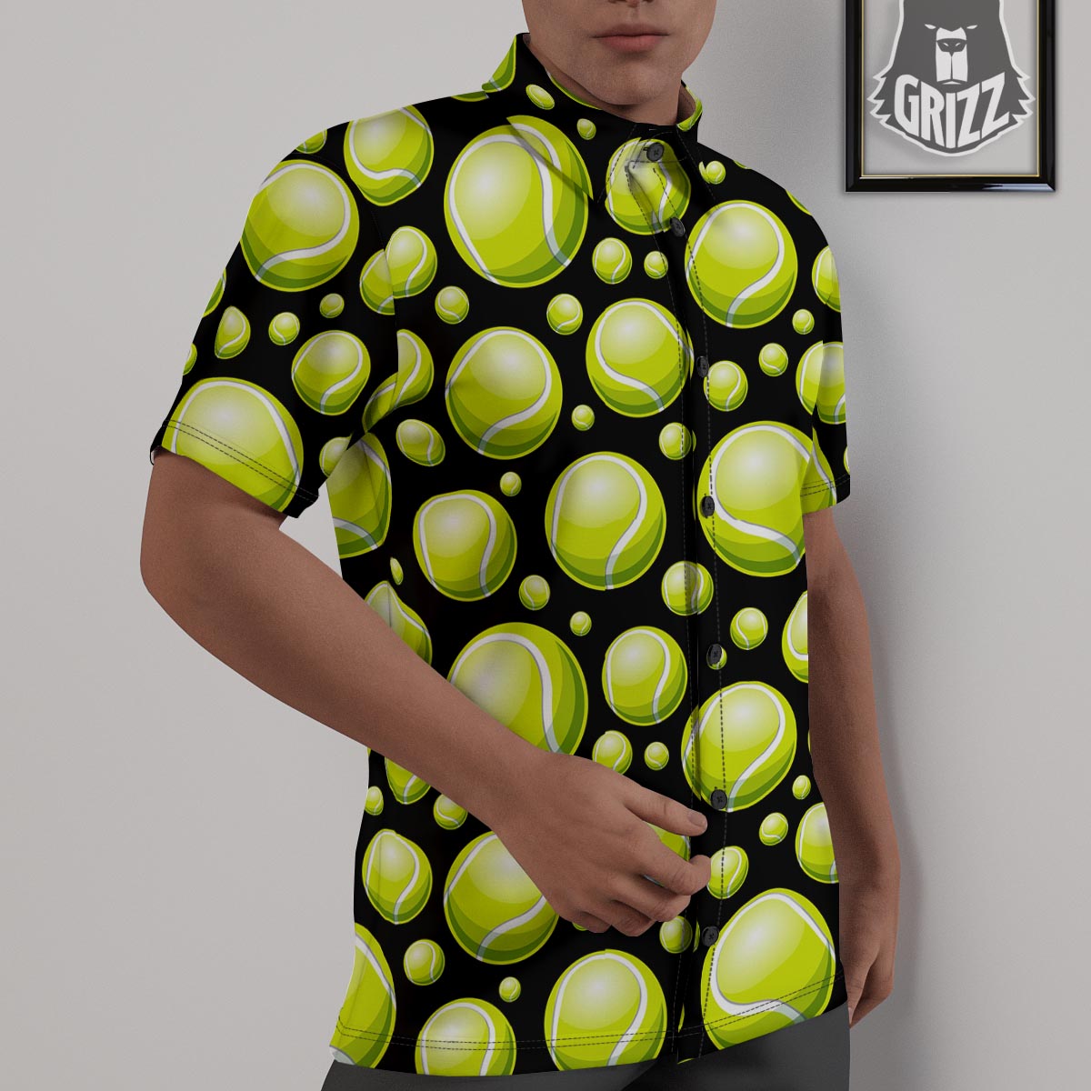 Tennis Balls Print Pattern Untucked Shirts-grizzshop