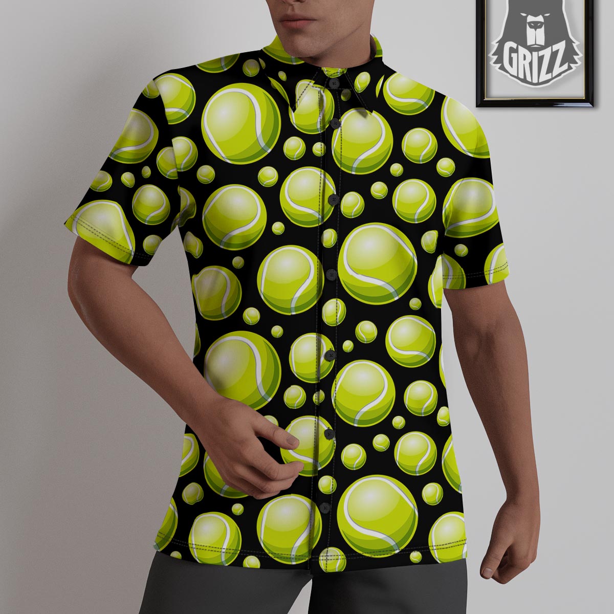 Tennis Balls Print Pattern Untucked Shirts-grizzshop