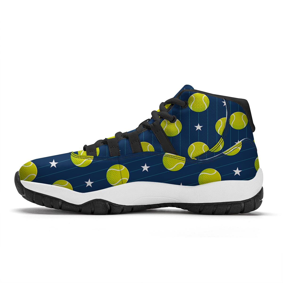 Tennis Pattern Print Black Bball Shoes-grizzshop