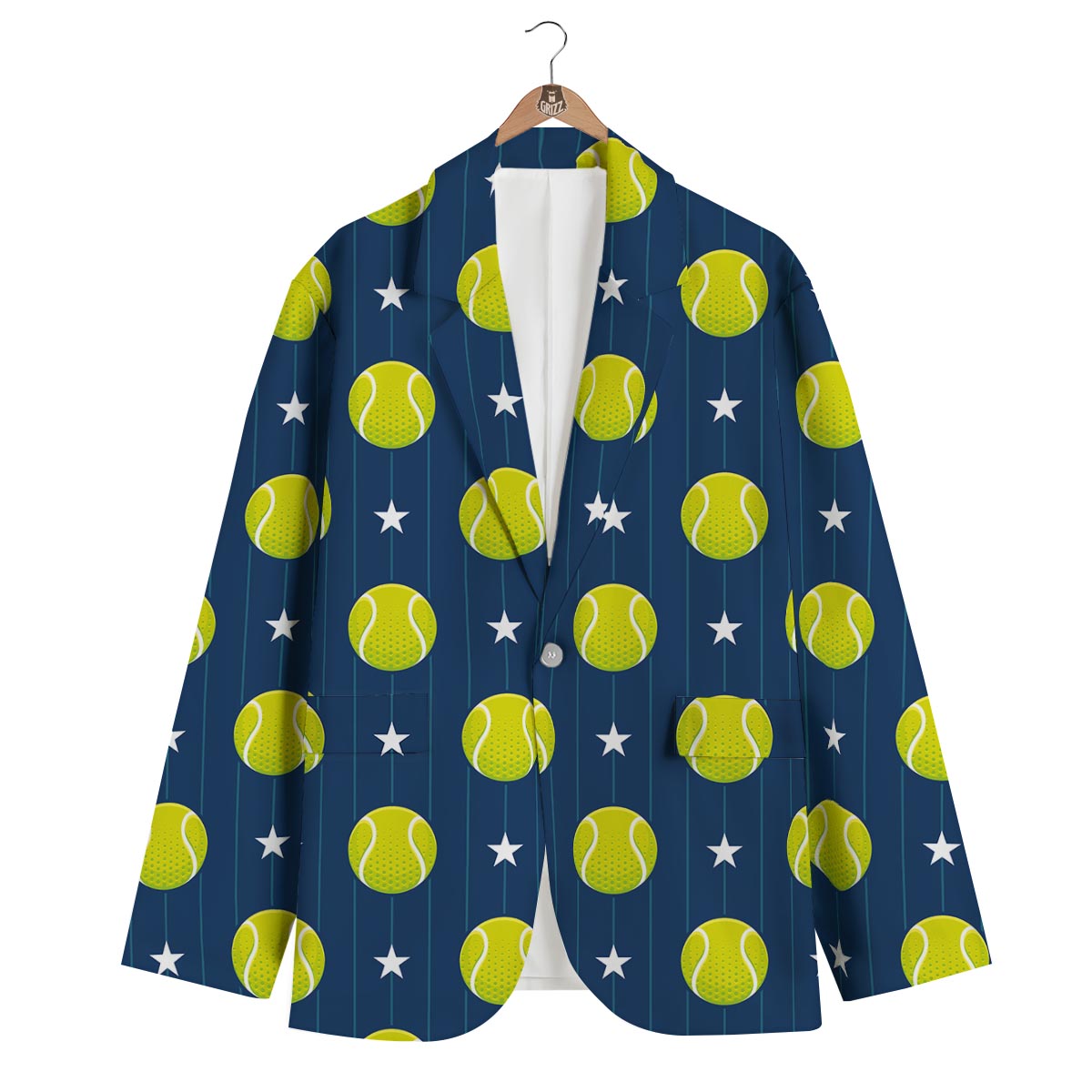 Tennis Pattern Print Men's Blazer-grizzshop