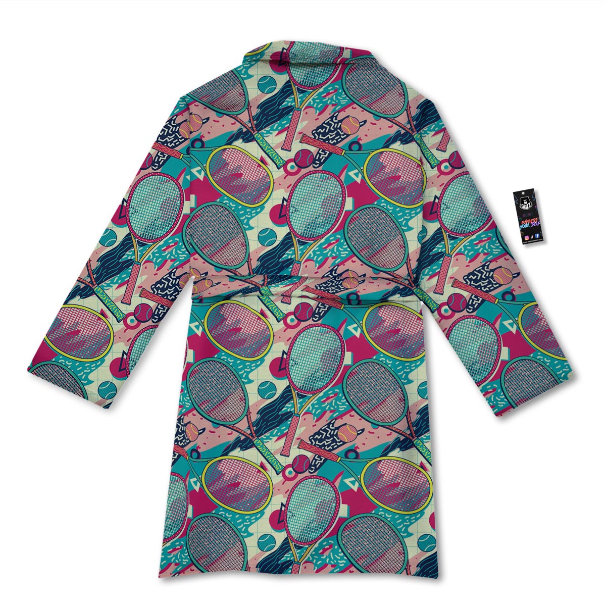 Tennis Retro Print Pattern Bathrobe-grizzshop