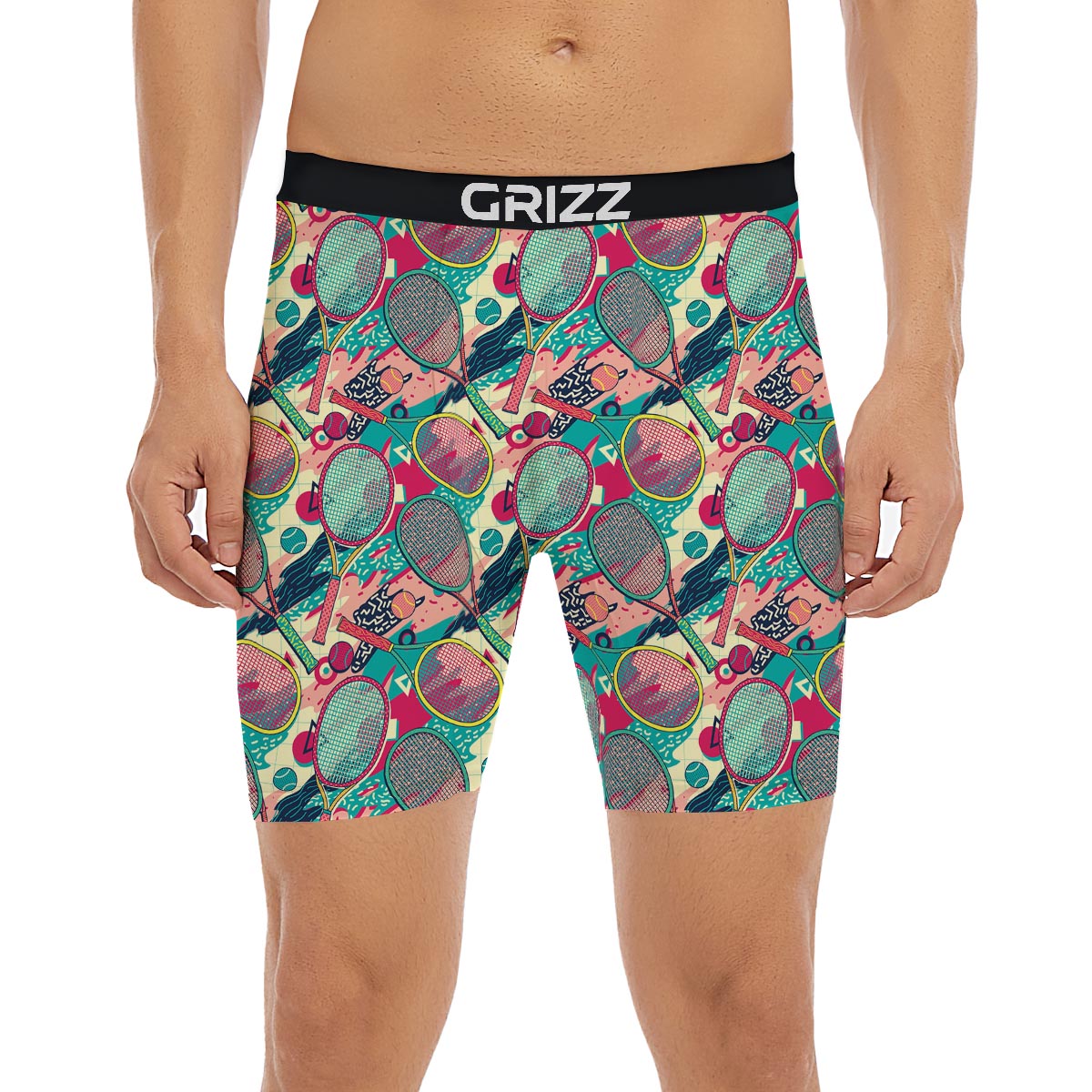Tennis Retro Print Pattern Boxer Briefs-grizzshop