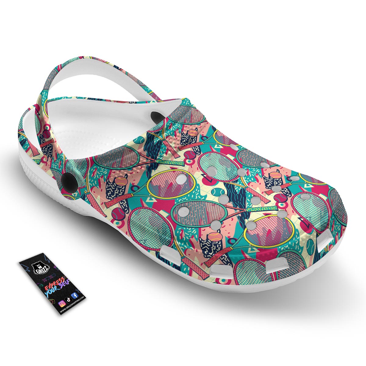 Tennis Retro Print Pattern Clog-grizzshop
