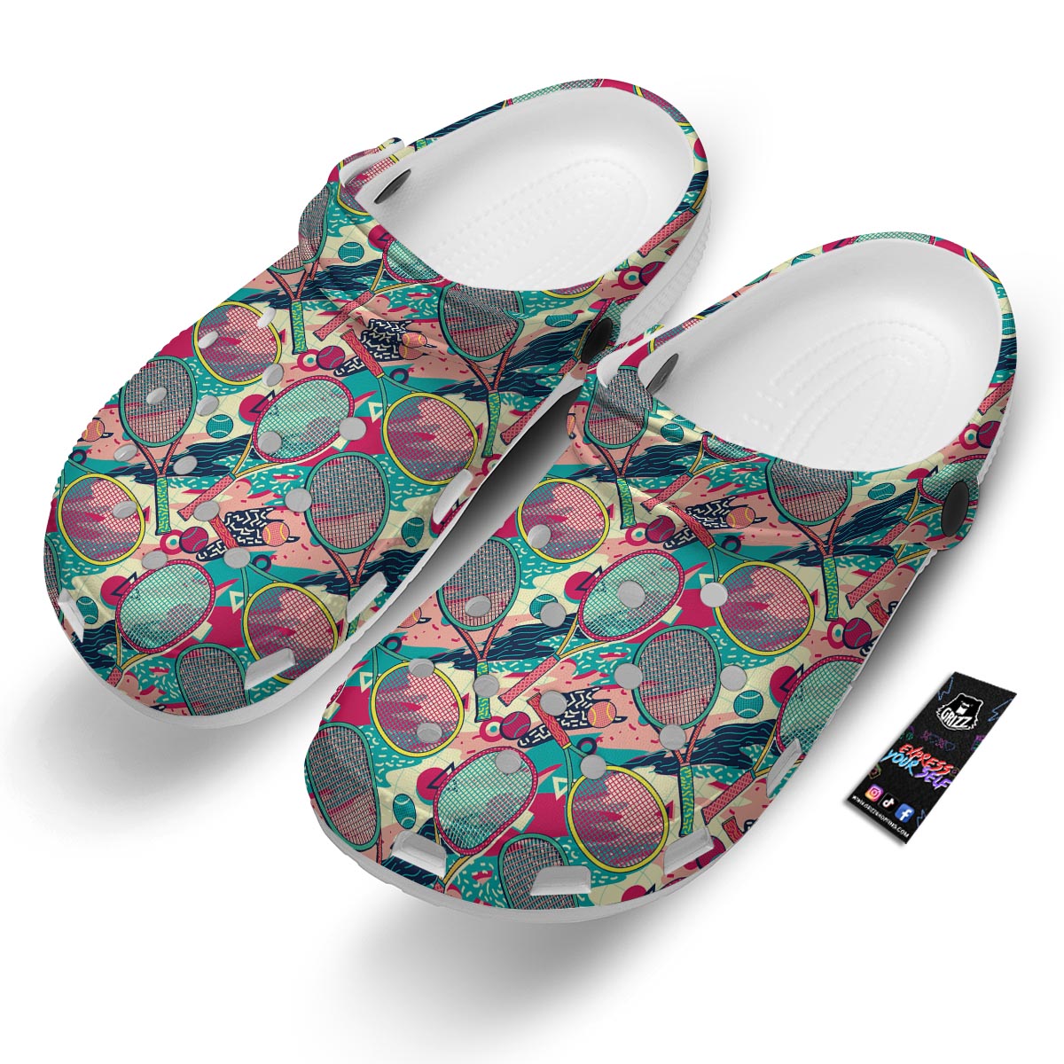 Tennis Retro Print Pattern Clog-grizzshop