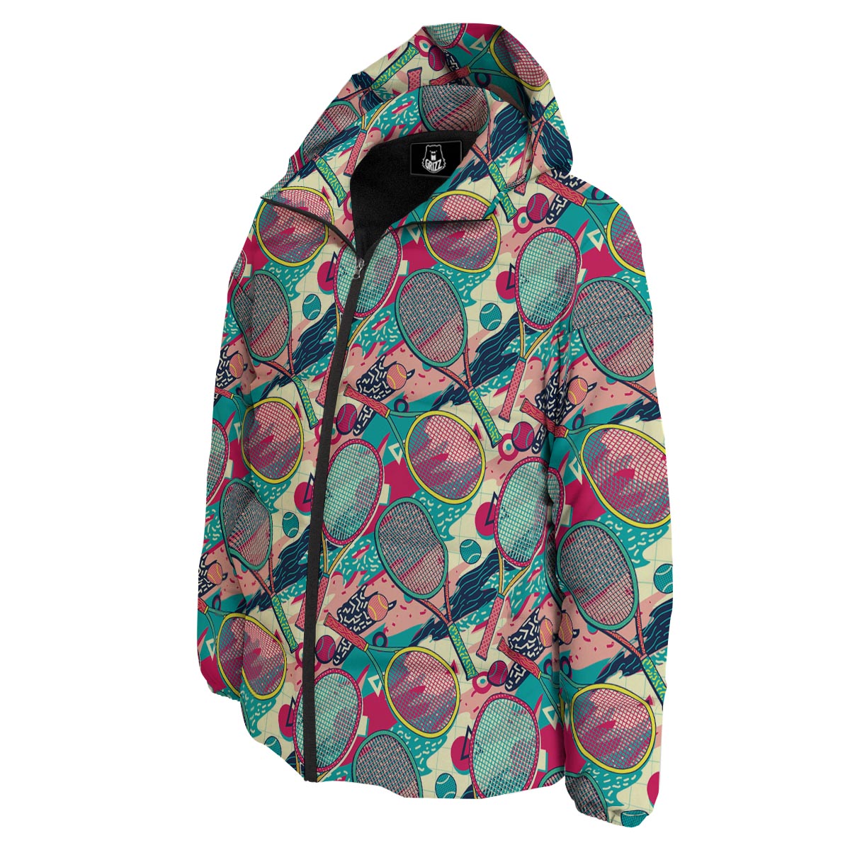 Tennis Retro Print Pattern Down Jacket-grizzshop