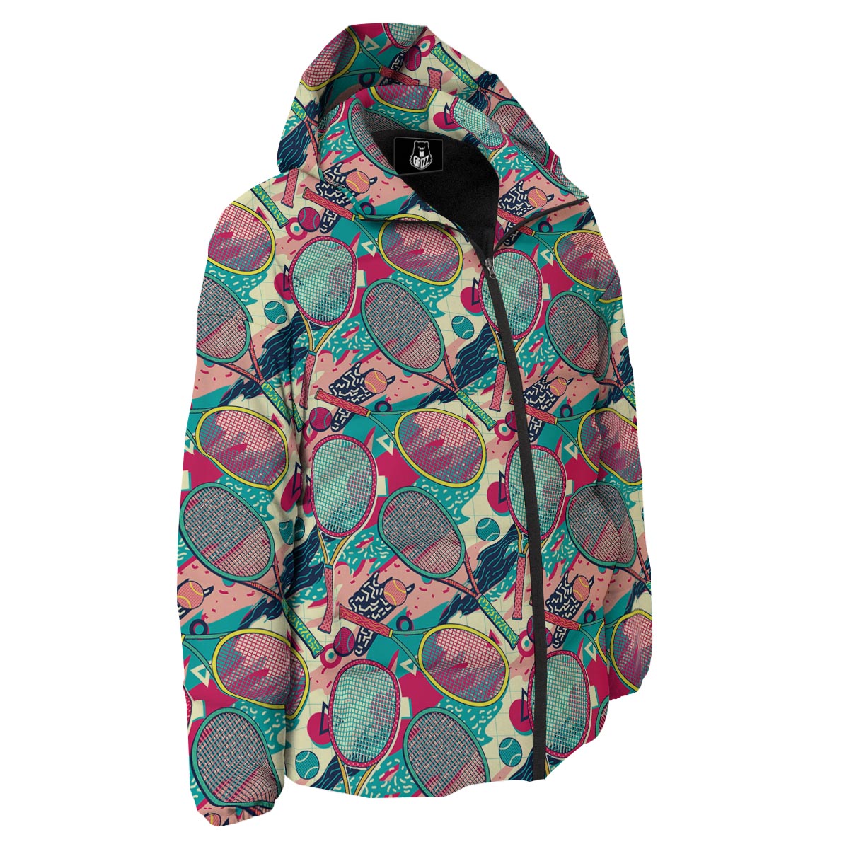 Tennis Retro Print Pattern Down Jacket-grizzshop