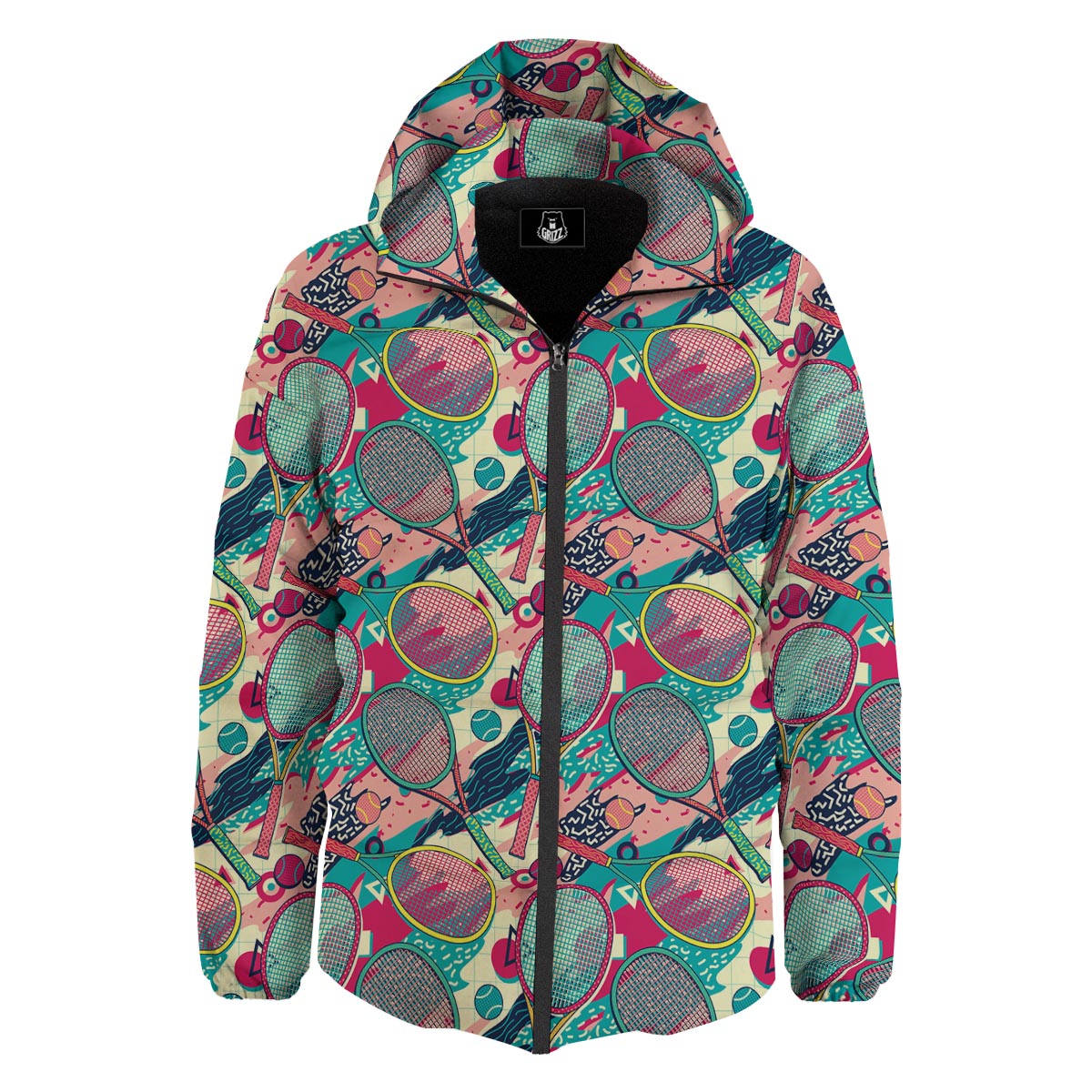 Tennis Retro Print Pattern Down Jacket-grizzshop