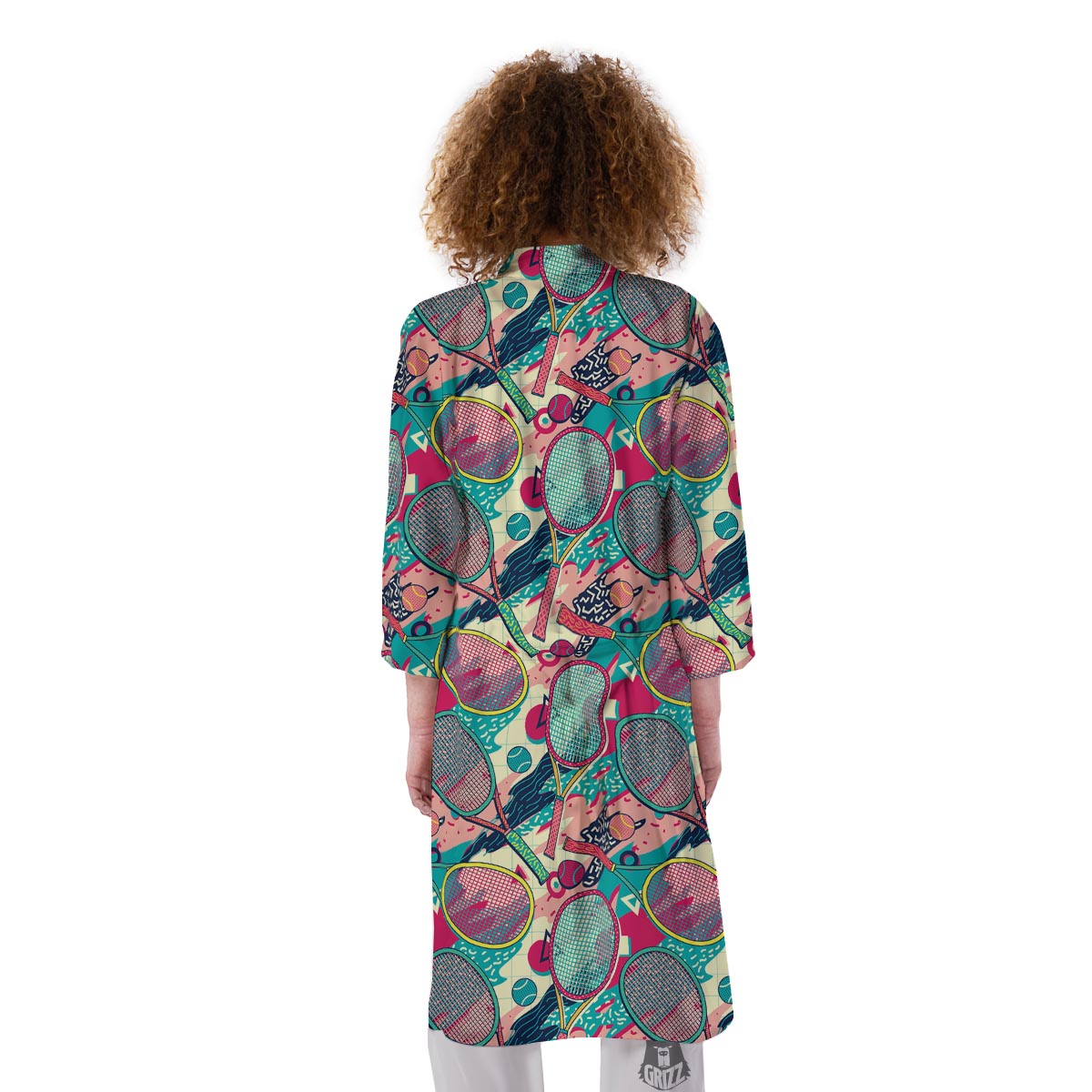 Tennis Retro Print Pattern Kimono-grizzshop
