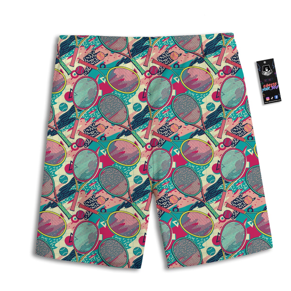 Tennis Retro Print Pattern Men's Athletic Shorts