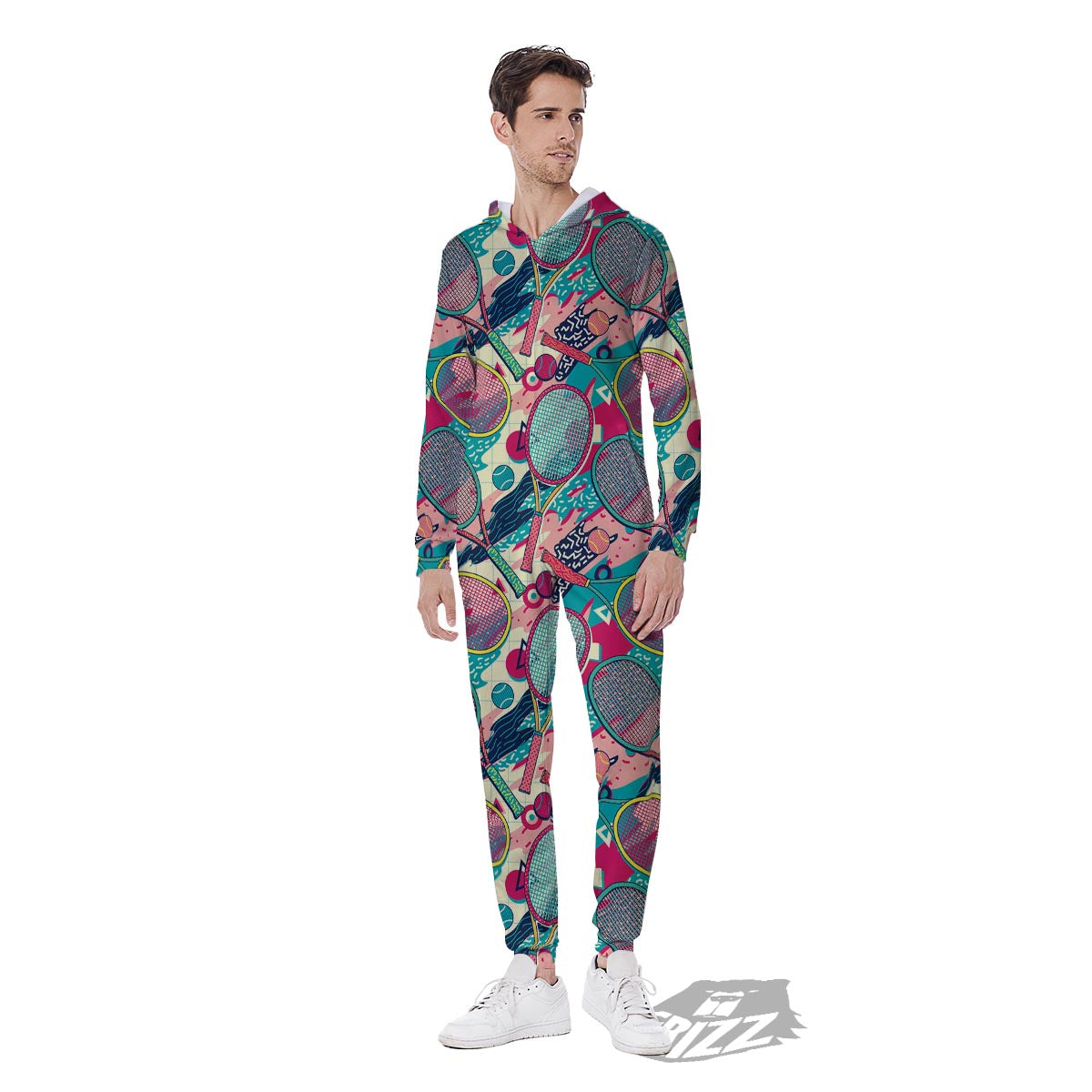 Tennis Retro Print Pattern Men's Jumpsuit-grizzshop