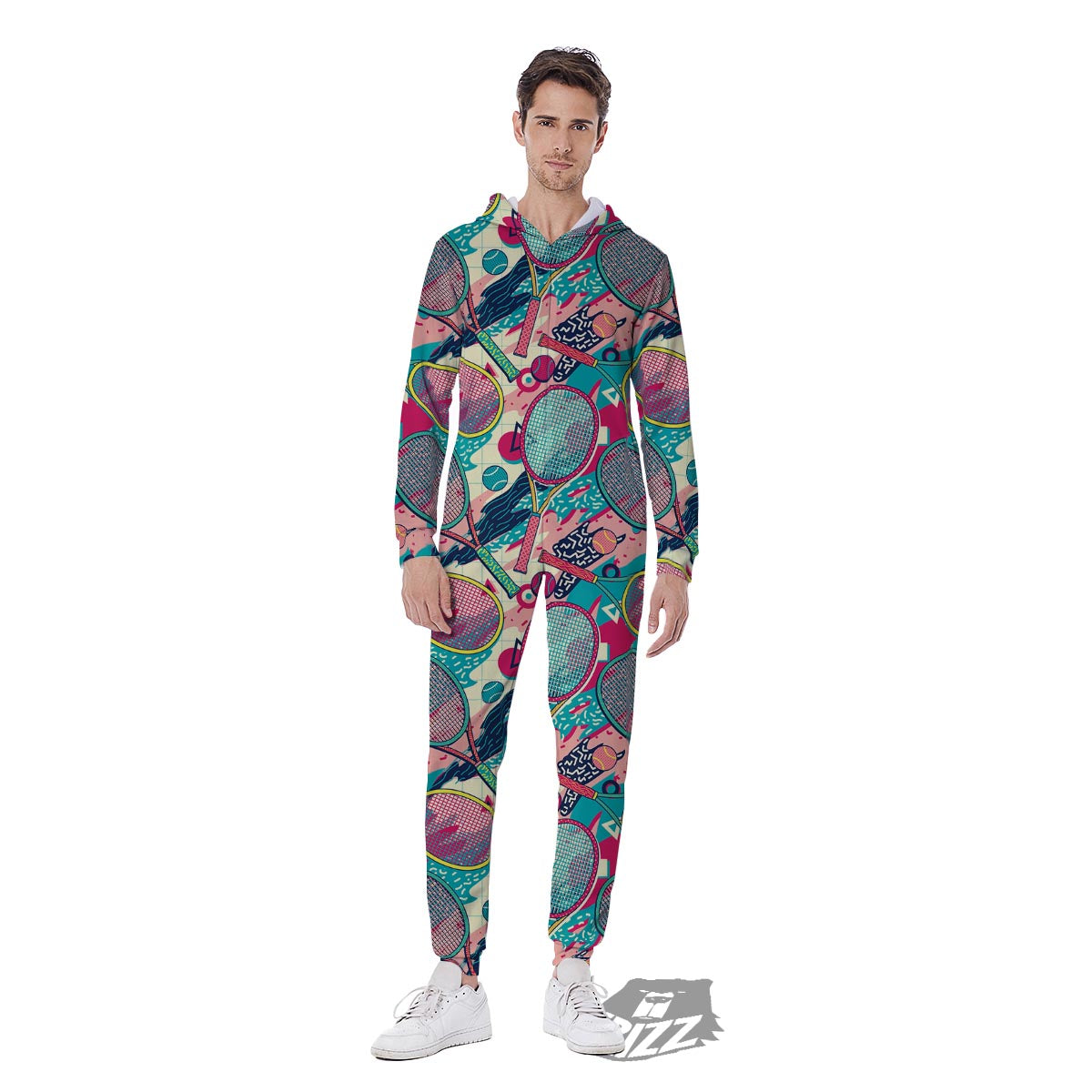 Tennis Retro Print Pattern Men's Jumpsuit-grizzshop