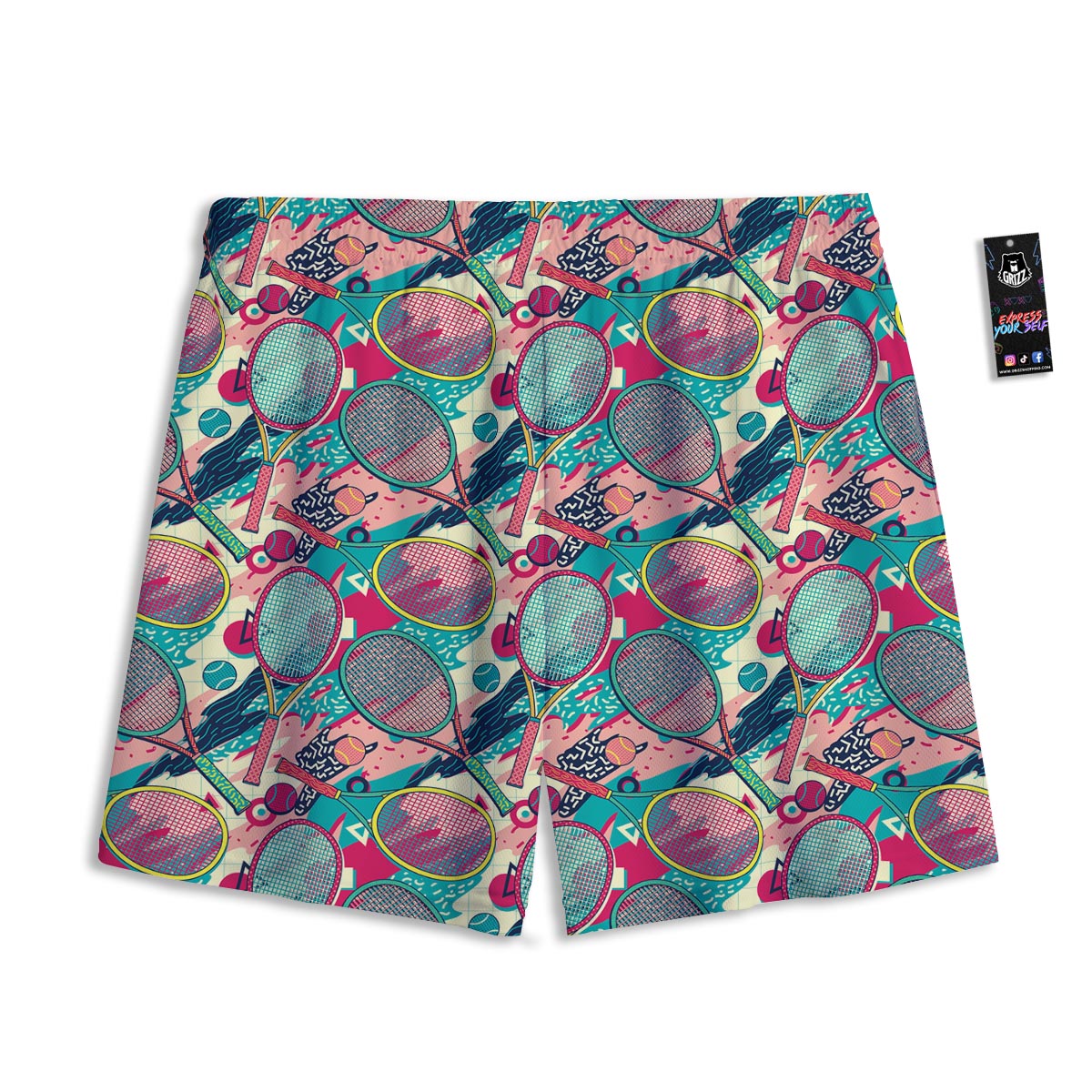 Tennis Retro Print Pattern Mesh Shorts