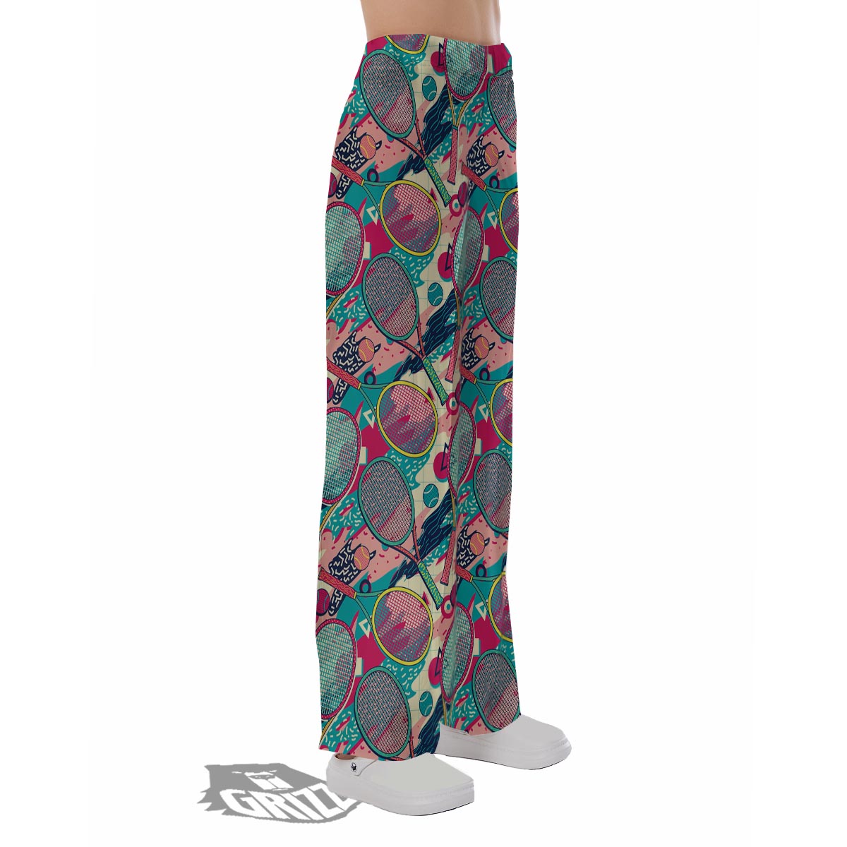 Tennis Retro Print Pattern Pajama Pants-grizzshop