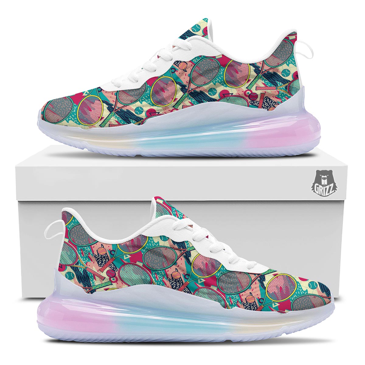 Tennis Retro Print Pattern Running Sneakers-grizzshop