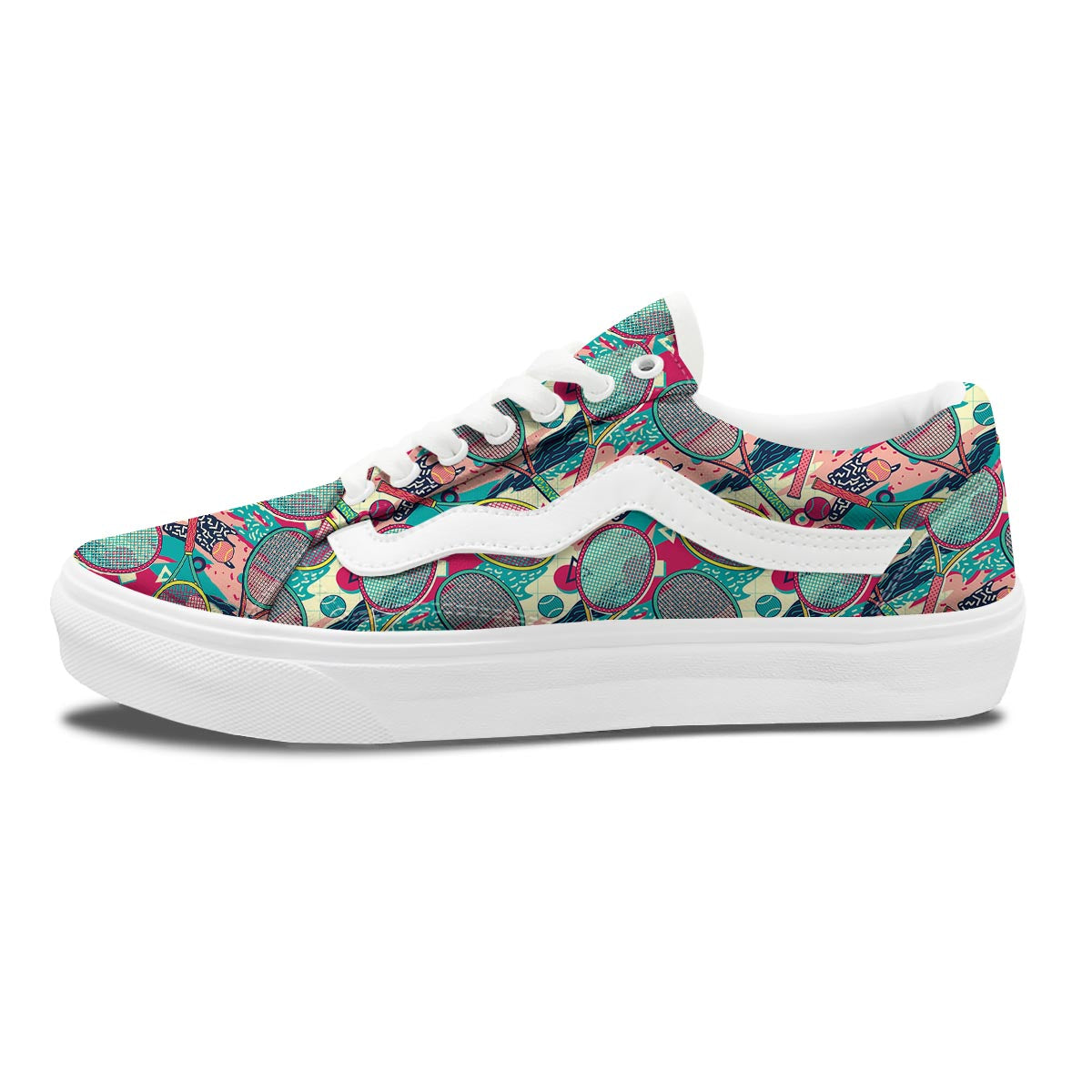 Tennis Retro Print Pattern Skate Shoes-grizzshop