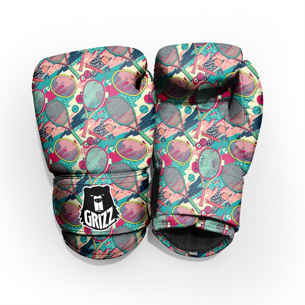 Tennis Retro Print Pattern Pro Boxing Glove