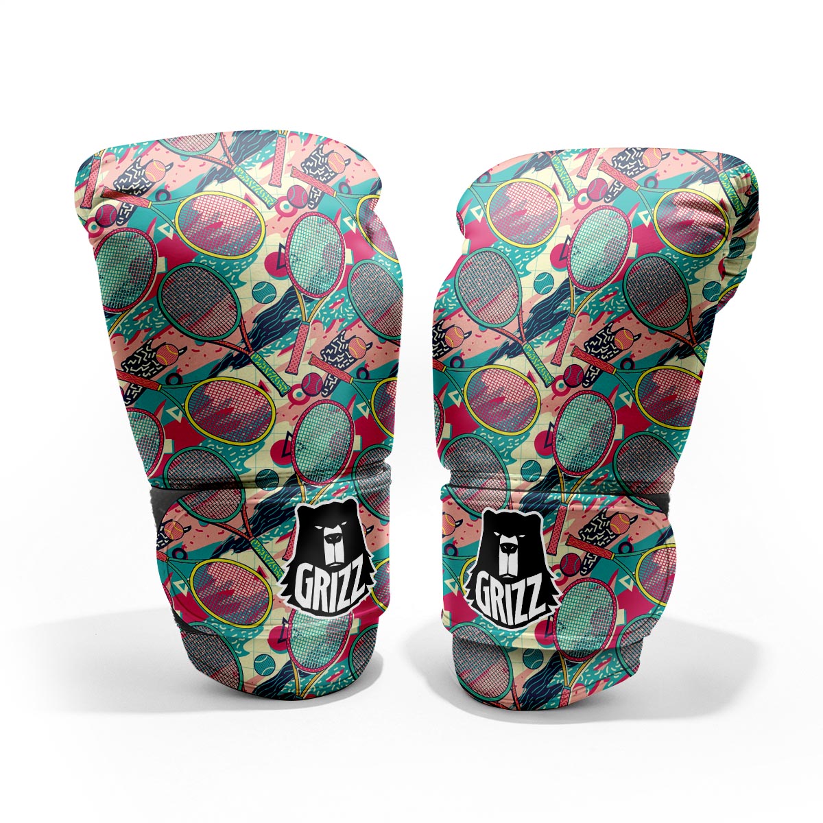 Tennis Retro Print Pattern Pro Boxing Glove