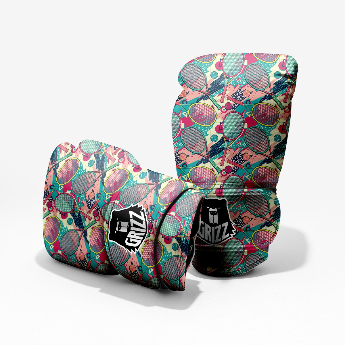 Tennis Retro Print Pattern Pro Boxing Glove