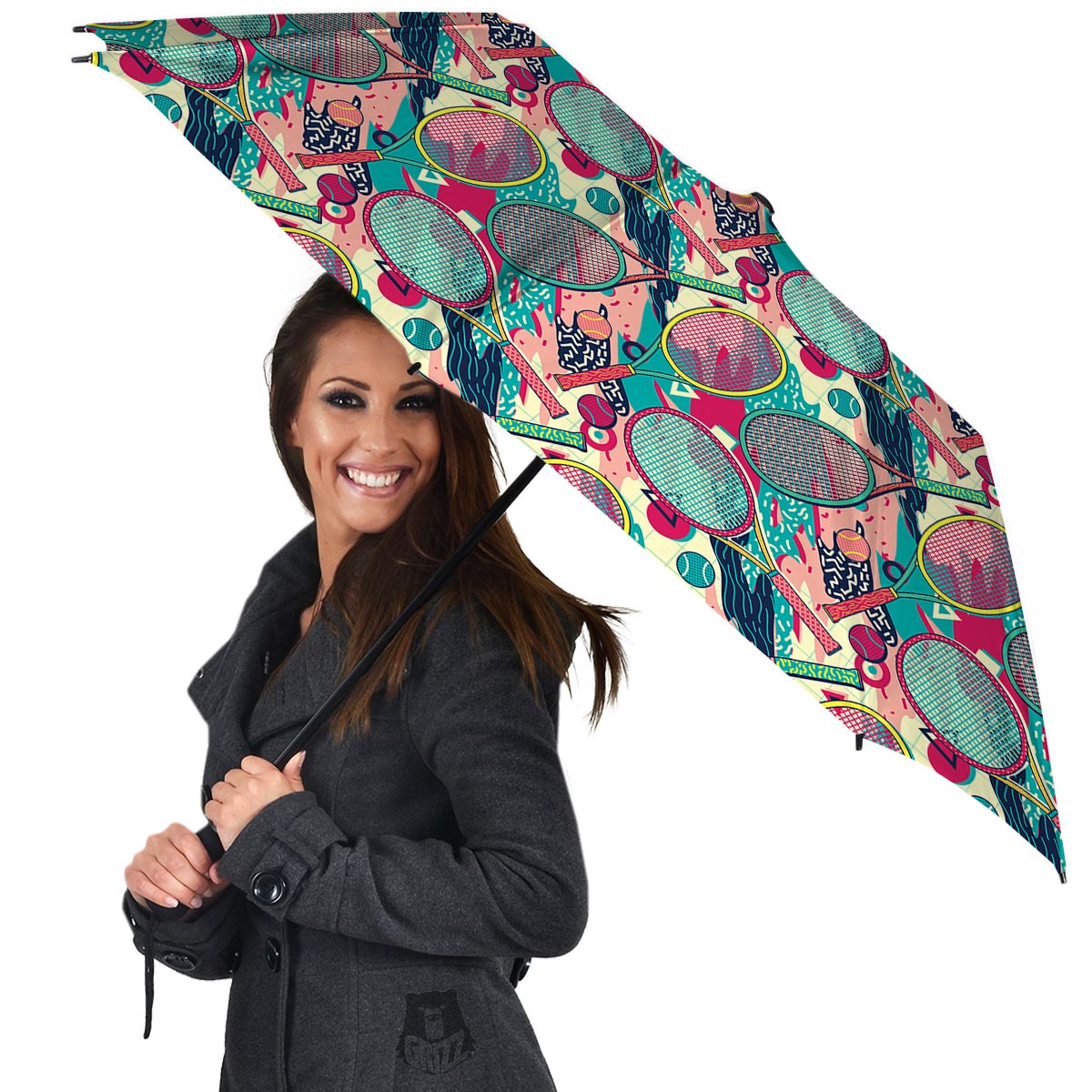 Tennis Retro Print Pattern Umbrella-grizzshop