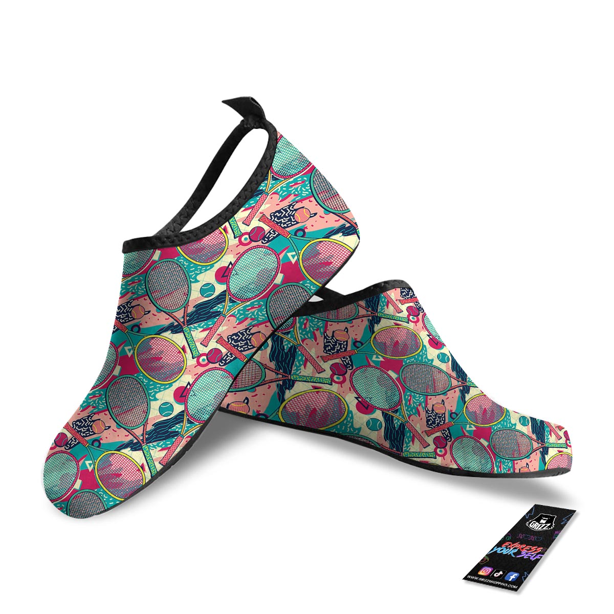 Tennis Retro Print Pattern Water Shoes-grizzshop