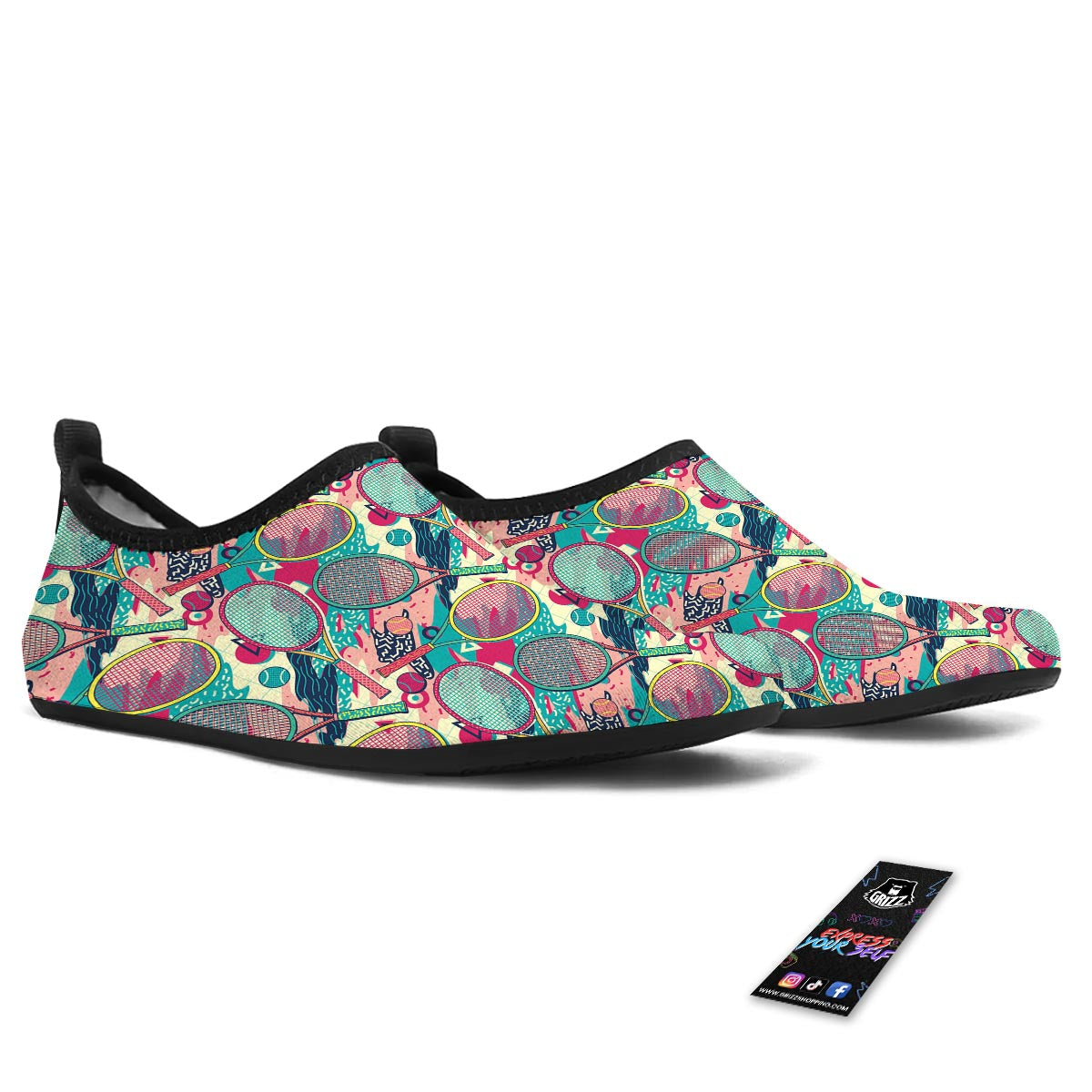 Tennis Retro Print Pattern Water Shoes-grizzshop