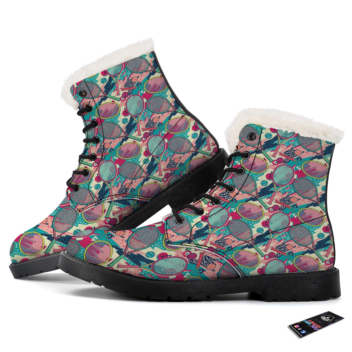Tennis Retro Print Pattern Winter Boots-grizzshop